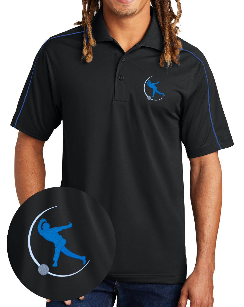 Brunswick Men's Method Performance Polo Bowling Shirt Dri-Fit Royal Blue 