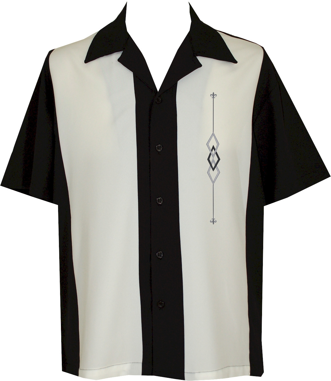 Black Camp Shirt| Embroidered Button Up Bowling Shirt