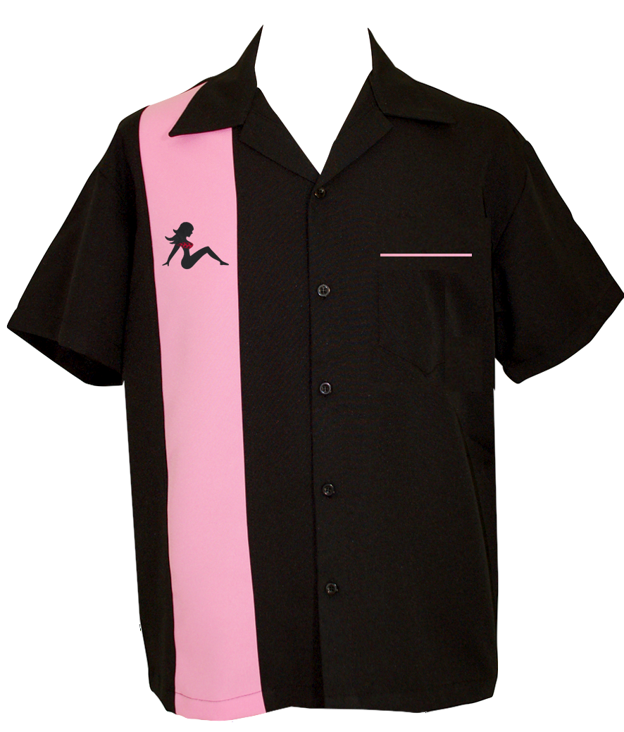 Hot Pink Button Up Bowling Shirt | Black and Pink Shirt