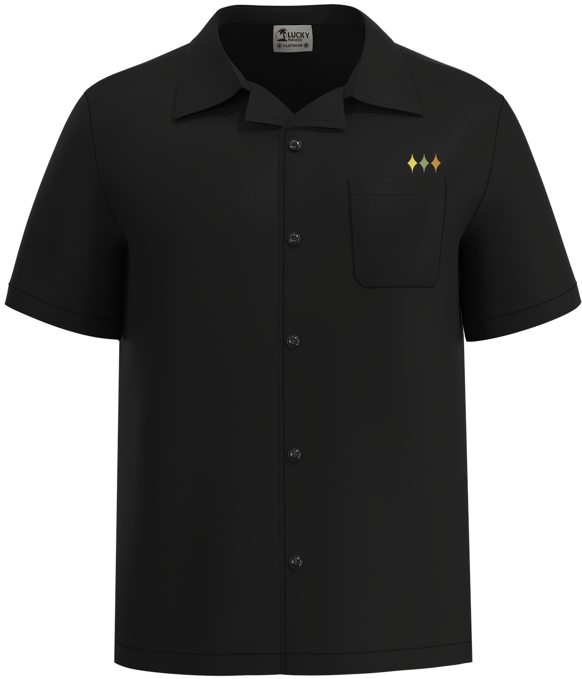 Martini Embroidered Camp Shirts | Black Camp Shirt