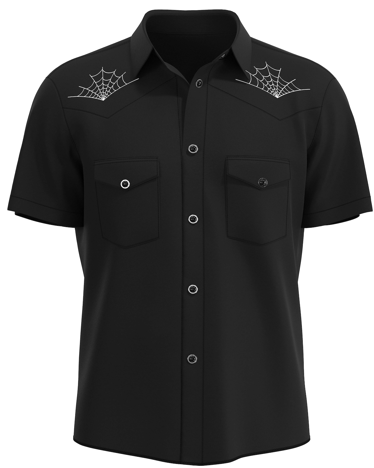 Black Magic Woman" Short-Sleeve Western Bowling Shirt with Custom Spider  Web Embroidery | USA-Made