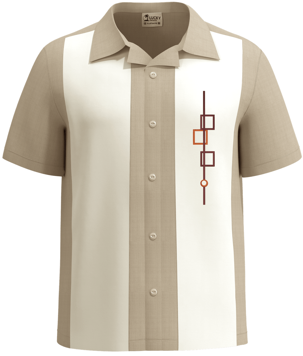 The Miramar Hawaiian Guayabera Shirt | Tan & Cream Vintage Style