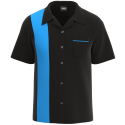 Retro Classic Style: Men’s "Shock" Black and Turquoise Bowling Shirt