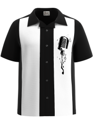 RETRO-VIBES ~ Vintage Rockabilly Bowling Shirt with Microphone