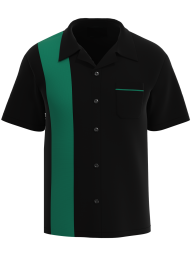 Retro Classic Style: Men’s "Shock" Black and Kelly Green Bowling Shirt