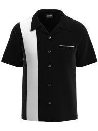 Retro Classic Style: The "Shock" Black and White Bowling Shirt