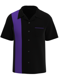 Retro Classic Style: Men’s "Shock" Black and Purple Bowling Shirt