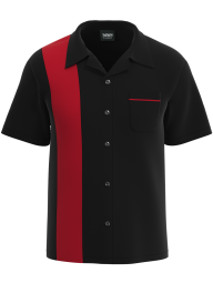 Black & Red Retro Bowling Shirt - Striking Contrast for Teams