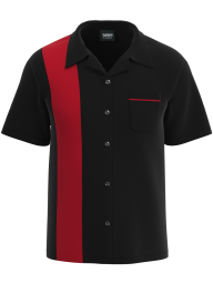 Retro Classic Style: Men’s "Shock" Black and Red Bowling Shirt