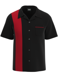 Retro Classic Style: Men’s "Shock" Black and Red Bowling Shirt