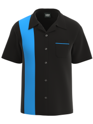 Black & Turquoise Bowling Shirt - Bold Retro Style for the Lanes