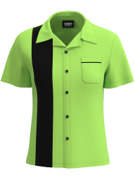 Retro Classic Style: Women’s "Shock" Neon Lime Green and Black Bowling Shirt