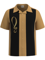 Gold Record ~ Music & Band Shirt – Designer Dressy Polyester Stage Button Down Shirt