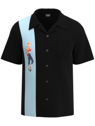 Men's Retro Black Hot Rod Pinup Shirt - Lightweight Polyester