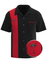 RED HOT MARTINI ~ Stylish Martini Inspired Retro Bowling Shirt