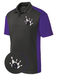Men's Bowling Team Shirt with Three-Button Placket & Bowling Design