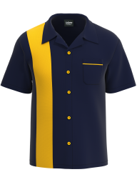Navy& Gold Retro Bowling Shirt: Classic Elegance for Bowlers