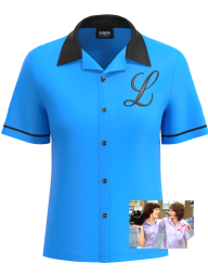 DREAMS - Customizable "Laverne" Inspired Women's Retro Bowling Shirt with Back Pleats