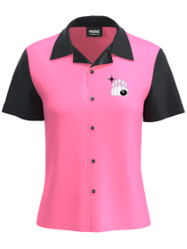Designer Pink Satin Bowling Shirt for Women - Limited Edition Elegance