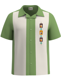 Montego Cuban Collar Shirt - Apple Green, Button Down Style