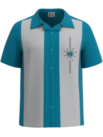 ATOMIC BURST ~ Embroidered Hawiian Bowling Shirt