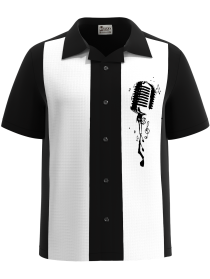 RETRO-VIBES ~ Vintage Rockabilly Bowling Shirt with Microphone