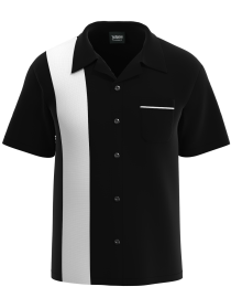 Retro Classic Style: The "Shock" Black and White Bowling Shirt