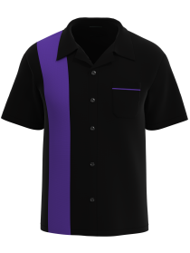 Black & Purple Retro Bowling Shirt - Stylish Comfort for Bowlers
