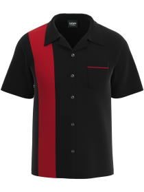 Black & Red Retro Bowling Shirt - Striking Contrast for Teams