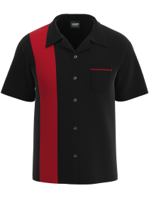 Retro Classic Style: Men’s "Shock" Black and Red Bowling Shirt