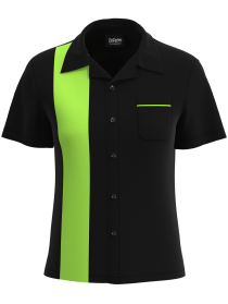 Retro Classic Style: Women’s "Shock" Black and Lime Bowling Shirt