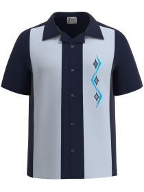 FUSION - Men's Navy Atomic Age Stylish Bowling Shirt