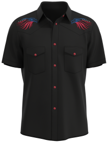 Mens Black Skull Rose Embroidered Western Rockabilly Shirt