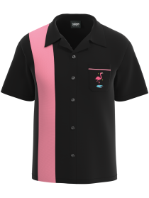 The Palm Springs Pink Flamingo - Vintage Mid-Century Retro Bowling Shirt