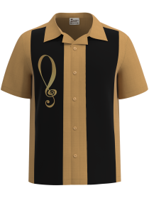Gold Record ~ Music & Band Shirt – Designer Dressy Polyester Stage Button Down Shirt