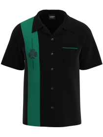 mens bowling shirt black green
