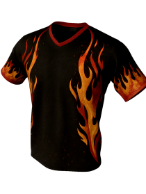 "Hot Streak" Bowling Sublimated Flame Mock Jersey, Polo or Crew T-Shirt ~ Includes all Personalization & Custom Logos