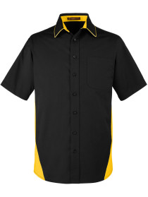 Mens ColorBlock Contrast Side Panels Button Up Bowling Shirt