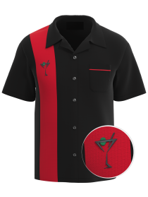 RED HOT MARTINI ~ Stylish Martini Inspired Retro Bowling Shirt