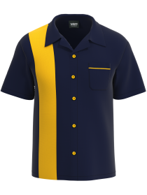 Navy & Gold Retro Bowling Shirt: Classic Elegance for Bowlers
