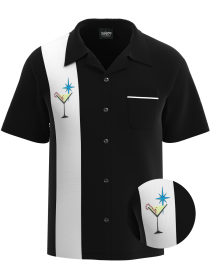 Peppermint Martini Holiday Party Shirt - Black & White Panel