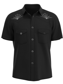 "Web" Rockabillly Western Shirt ~ Edgy Spider Design Retro Work Shirt