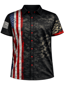 The Tactical Patriot ~ Camoflauge Button-Down Bowling Jersey Shirt | All-Inclusive Customization