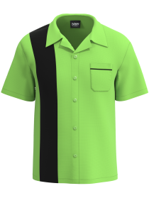 Retro Classic Style: Men’s "Shock" Neon Lime Green and Black Bowling Shirt