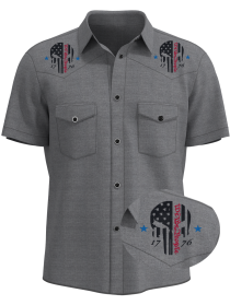 "We The People" ~ 1776 Skull Patriotic Retro Western Work Shirt