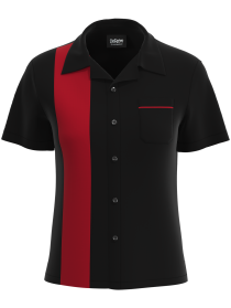 Womens Black & Red Retro Bowling Shirt