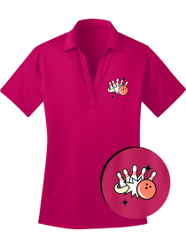 Ladies PIN FLASH FURY Designer Polo Bowling Shirt ~ Fun, Bright Colors 