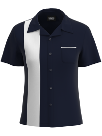 Retro Classic Style: Women’s "Shock" Navy and White Bowling Shirt