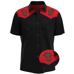 Men's Skull & Rose Rockabilly Western Shirt