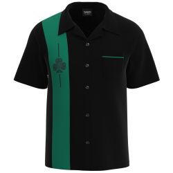 mens bowling shirt black green
